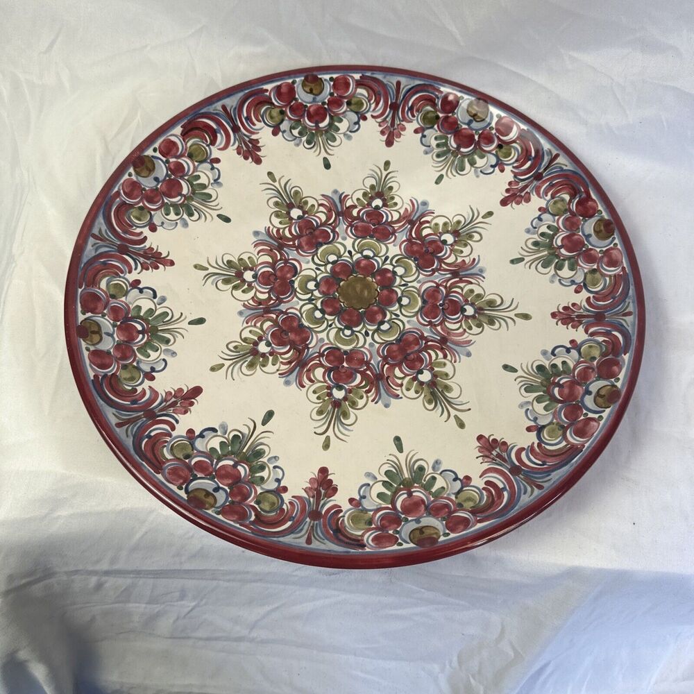 Vintage 1960 Meisterbetrieb Bayern Handpainted Folk Design Charger Dish 15